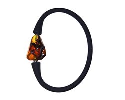 Barnsteen armband met rubber - siliconen (Amber)