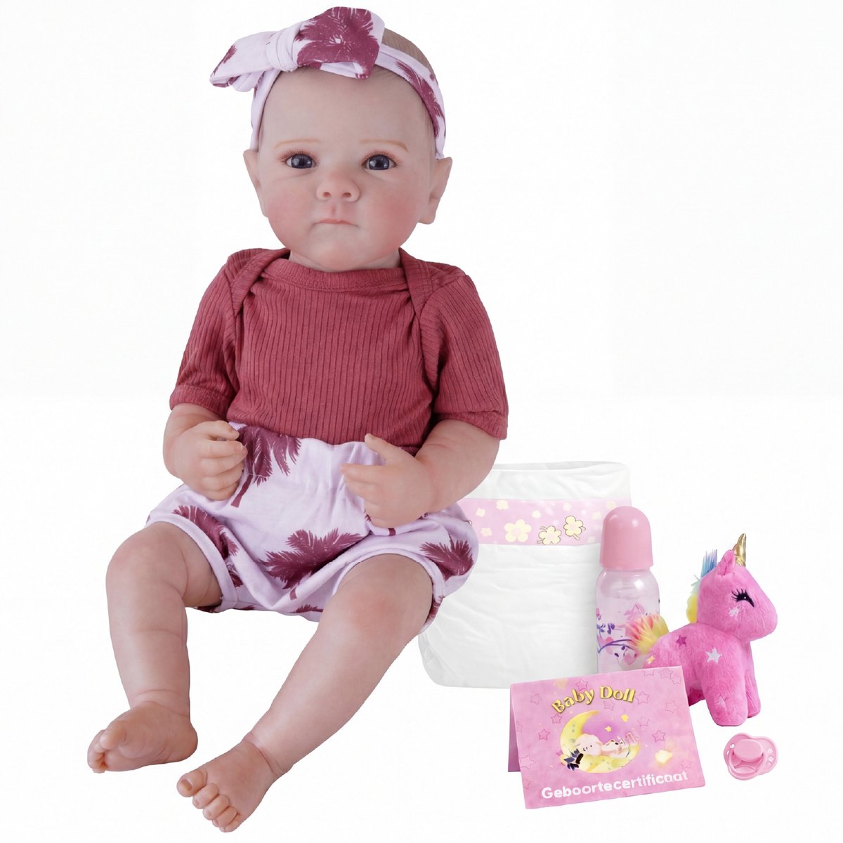 Lovibella® Nika Reborn Baby Pop Meisje - Levensechte Babypoppen - Dementie poppen - 45 cm - Complete Accessoires Set - Realistische Poppen - Zoals Echt - Zacht Vinyl - Doll Speelgoed 3 Jaar