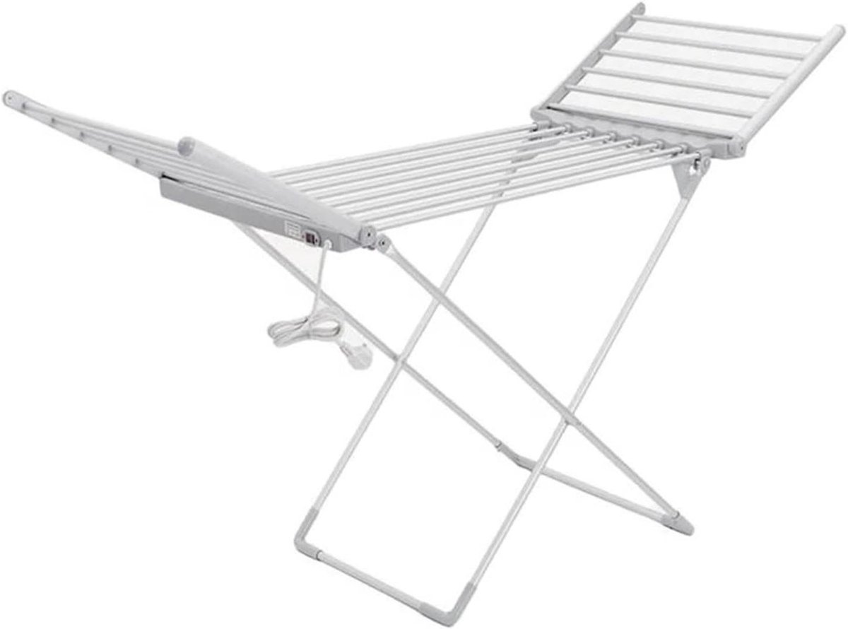 Verwarmde Wasdroger Kledingdroger Vouwbaar Snel Kleding Drogen Constante Temperatuur 147 cm Hoog Zilver