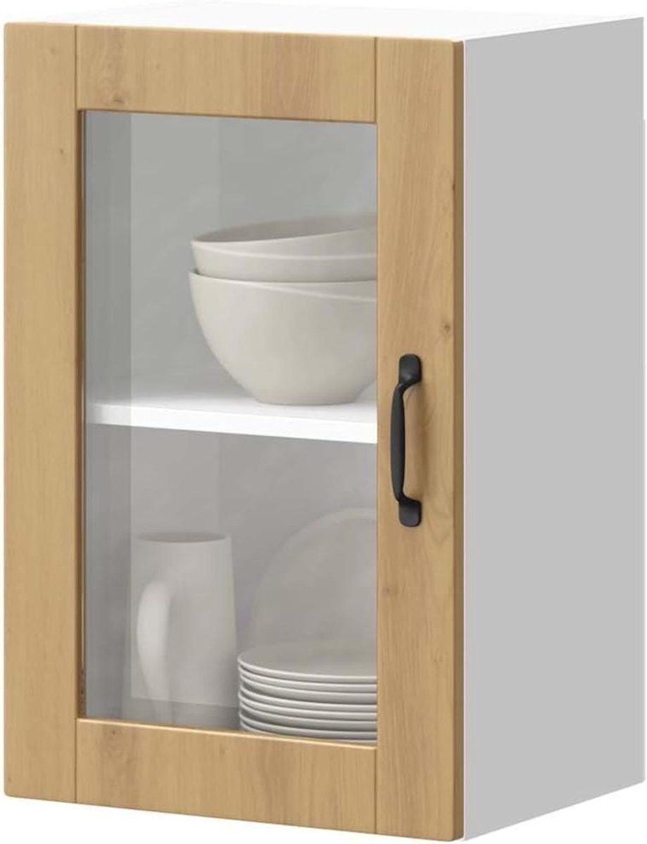 Keukenkast met glazen deur - Wandkast Dressoir - Keuken organiseren - Veel opbergruimte - 40 x 31 x 60 cm