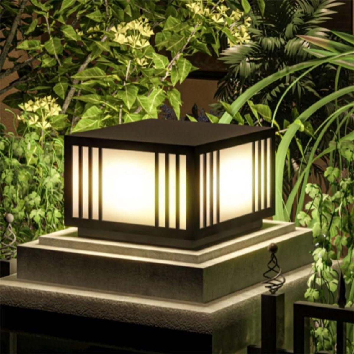 Buitenlantaarn Pijlerlamp - Tuinlamp Kolomlamp - Terras Verlichten - Waterdicht Gegoten Zink - Niet gespecificeerd - Zwart