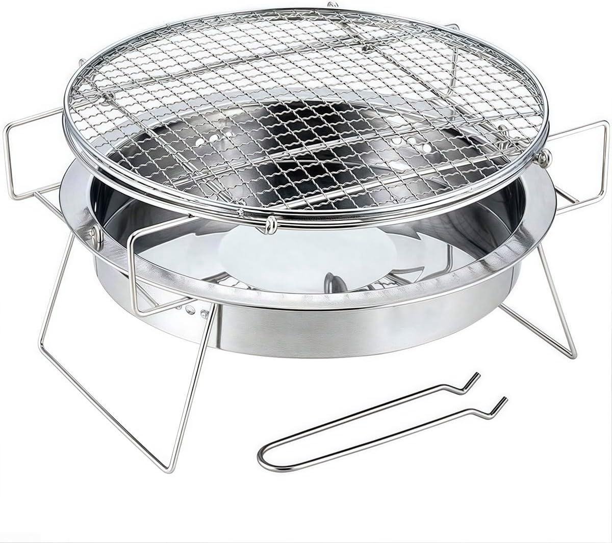 Houtskoolbarbecue - Kampvuur BBQ - Buiten koken - Opvouwbaar ontwerp - Compact - Zilver