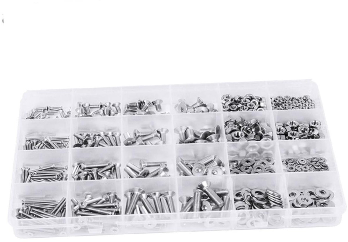 Metalen Schroeven Bouten - Bevestigingsmateriaal Set - Elektronica Reparatie - Inclusief Opbergkoffer - 880 Stuks - Zilver