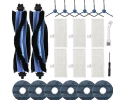 22 stuks reserveonderdelen voor Eufy Omni C20 stofzuiger - accessoireset met 2 hoofdborstels, 6 zijborstels, 6 dweilmoppen, 6 filters, 1 reinigingsborstel, 1 schroevendraaier