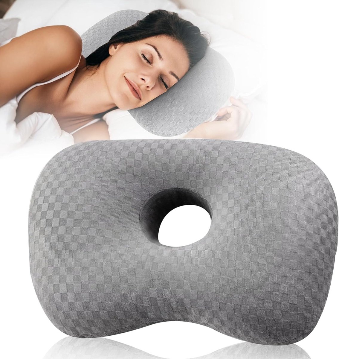 Zachte Donut Kussen voor Zijslapers: Verlichting bij Oorpijn en Piercing Ongemak, Ideaal voor Comfortabel Slapen