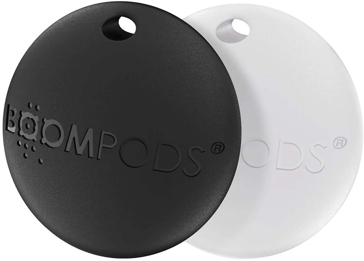 Boompods, Set van 2 Airtag Boomtag Sleutelhangers Apple Find My IPX5 Compatibel, Zwart