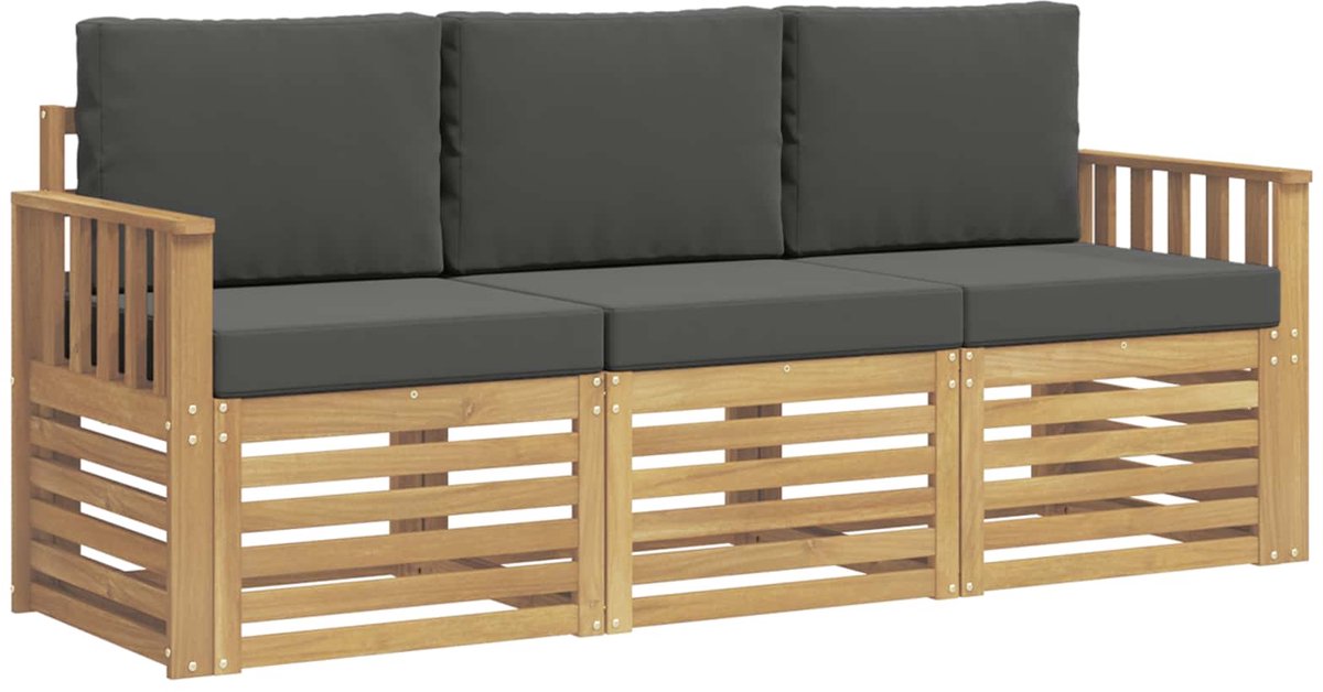 vidaXL - Sofa-Sets - 3 - st - Wit - en - antracietkleurig - Polyester