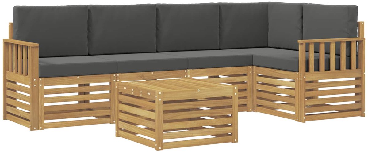 vidaXL Buiten - bank - set - 6 - st - 5-zits - Wit - en - antracietkleurig - Polyester Wit en antracietkleurig