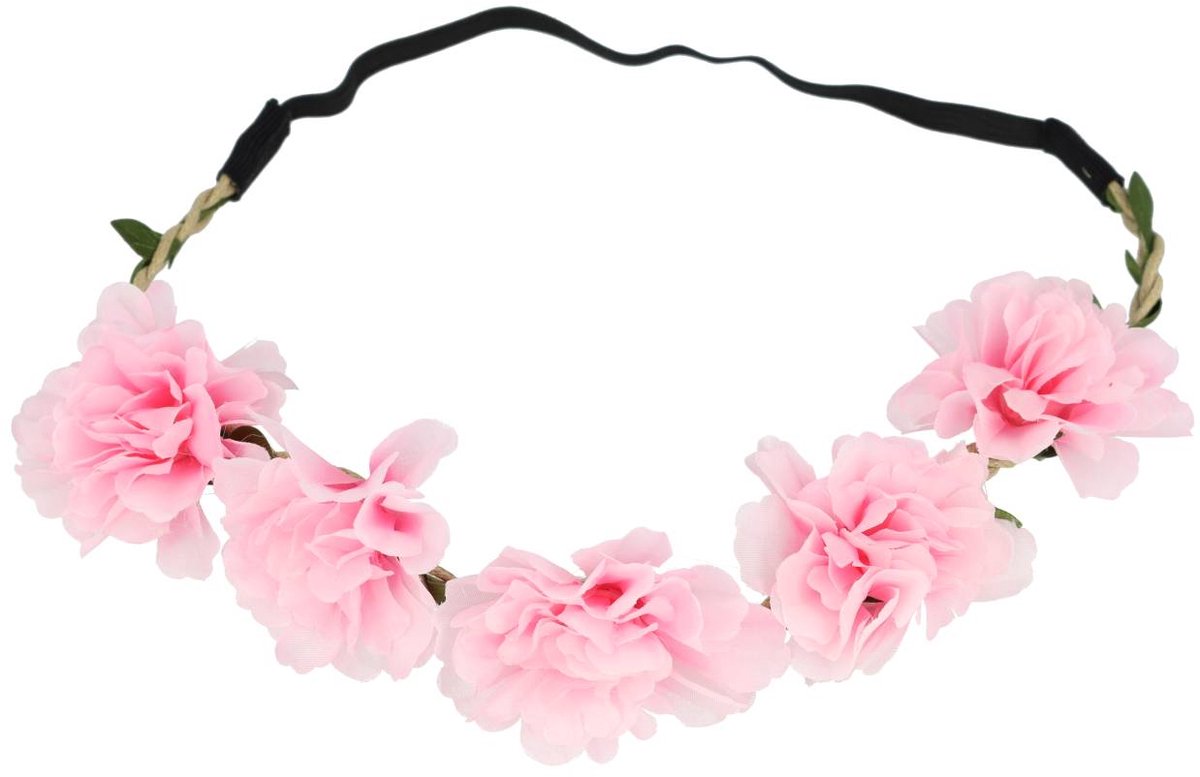 Haarsoires Haarband Bloemen – Gevlochten – Roze