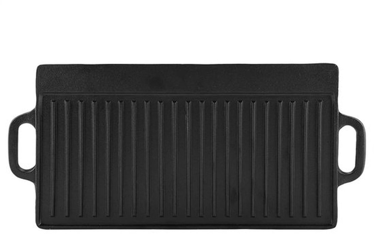 Dubbelzijdige bakplaat, gelijkmatige warmteverdeling, grill en bakplaat 19,9 x 9,3 x 0,6 inch, met brede handgrepen, geschikt voor oven, barbecue, fornuis