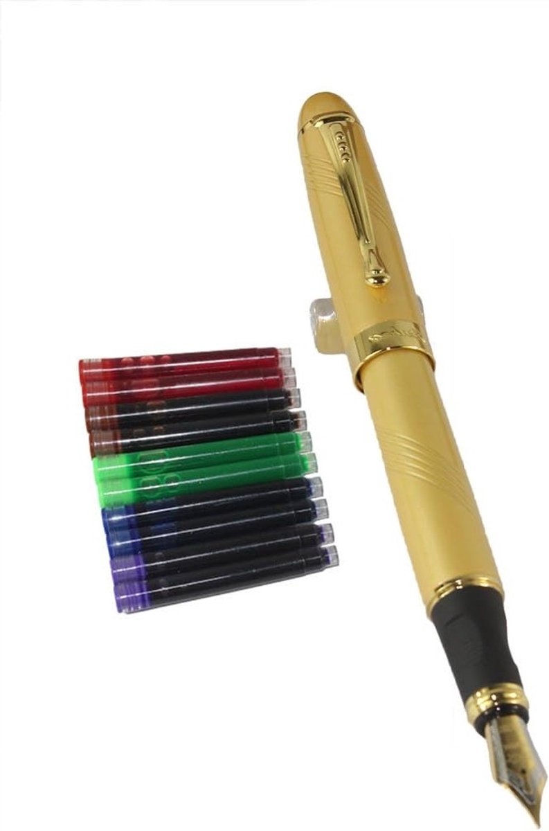 Vulpen met gouden afwerking en Gullor inktpatronen in 5 kleuren voor een soepele schrijfervaring