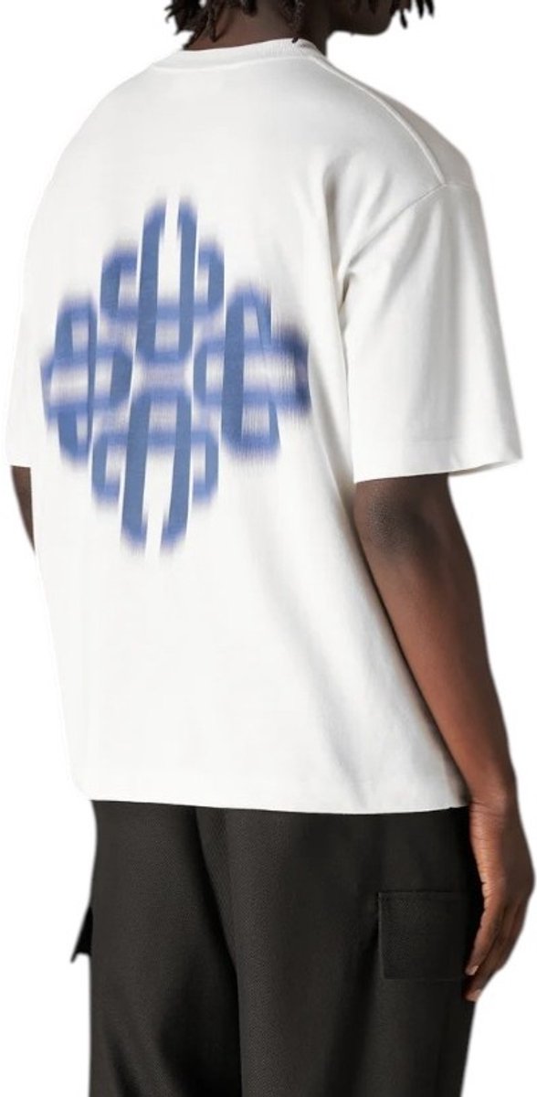 The Couture Club Heren T-shirt Wit Blauw TCCM2977 Motion Blurred Emblem