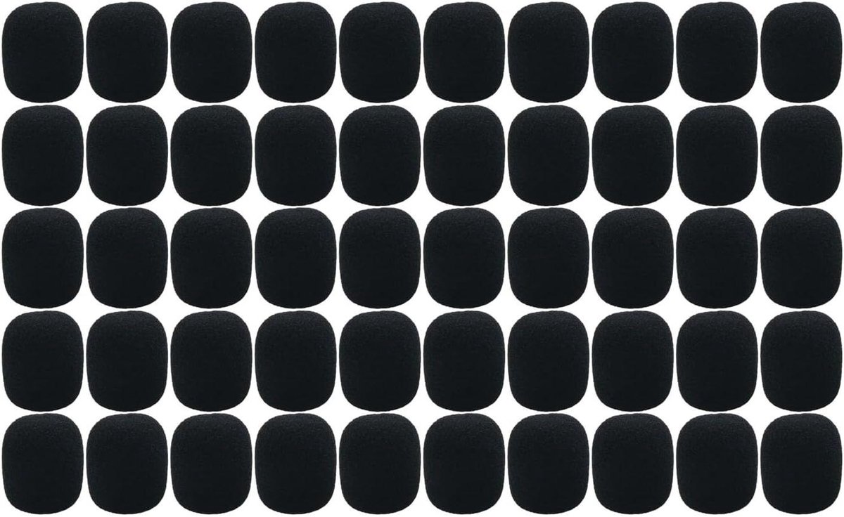 Microfoon Voorruit - Spons Hoesjes - Opname Kwaliteit - Hoge Dichtheid Schuim - 50 Stuks - Zwart
