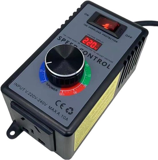 Spanningsregelaar 230 V - Universele Toeren- en Lichtregelaar voor Elektrisch Gereedschap en Verlichting van Merkloos — afbeelding 2