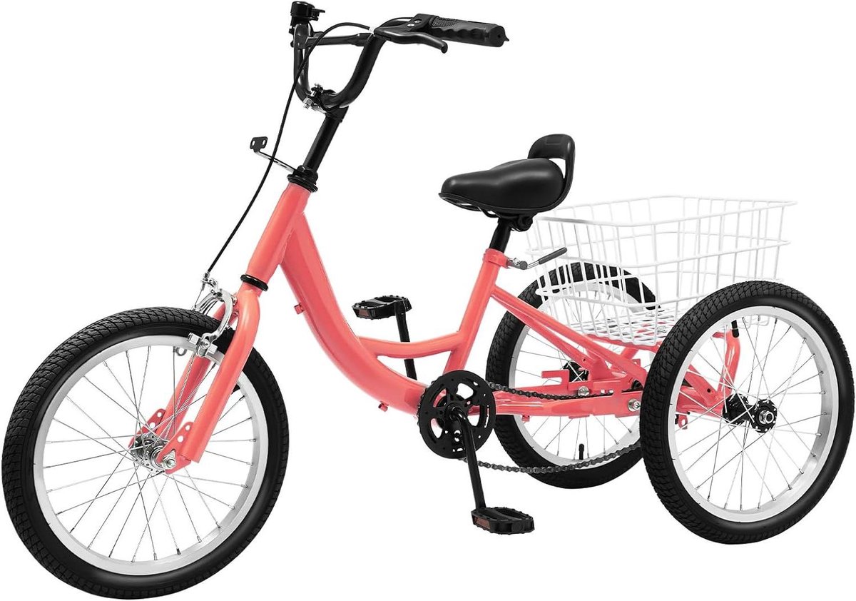 Kinder driewieler - Driewieler met mand - Eerste rijervaringen - Flexibele zitverstelling - 12/16 inch - Oranje