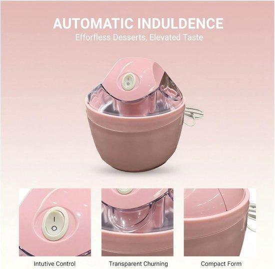 Automatische Ijsmachine - Dessertmaker Mini - Gezonde Desserts Maken - Volledig Geautomatiseerde Bediening - 500 ml Inhoud - Roze — afbeelding 5