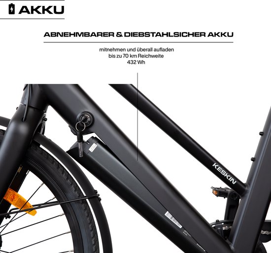 Keskin cBike1 Elektrische Fiets - 36V 12Ah Accu (432Wh) - Achterwielmotor - Actieradius tot 70 km - 27.5×1.75 Inch Banden - LCD Display - Shimano 8 Versnellingen - Schijfremmen - Stadsfiets - Max. Belastbaar 120 kg - Zwart Mat — afbeelding 3