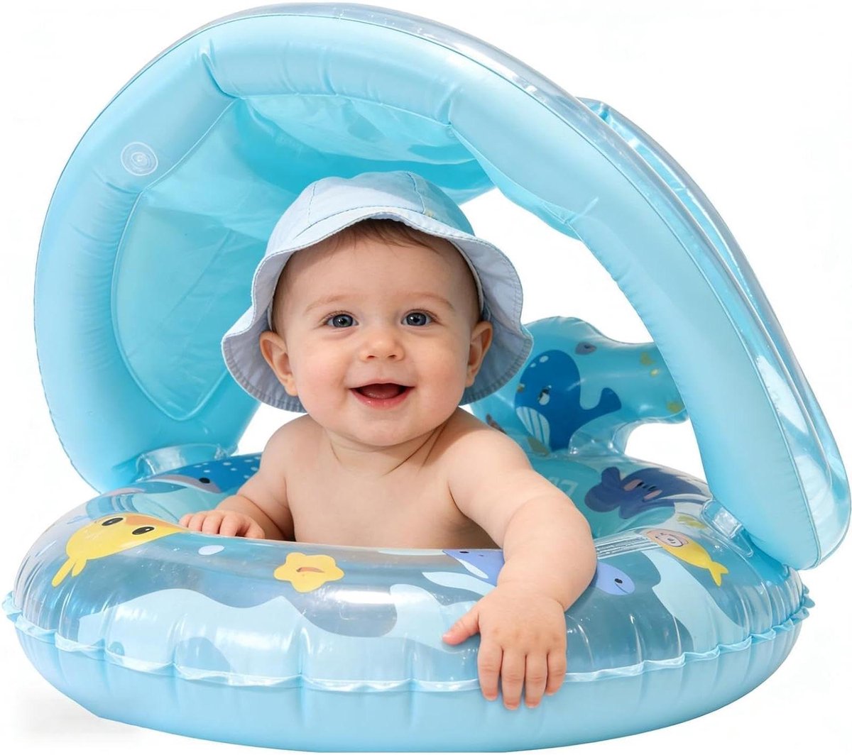 Opblaasbare Zwemband - Zwemring Vlotter - Waterspeelplezier - Met Zonnedak - 30 x 25 x 2 cm - Meerkleurig