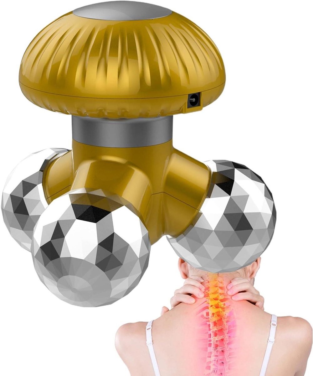 Draagbare Handmassage - Paddestoel Massager - Spiermassage Verlichting - 570 Massageknoppen - 10.5 x 10.5 x 10 cm - Wit