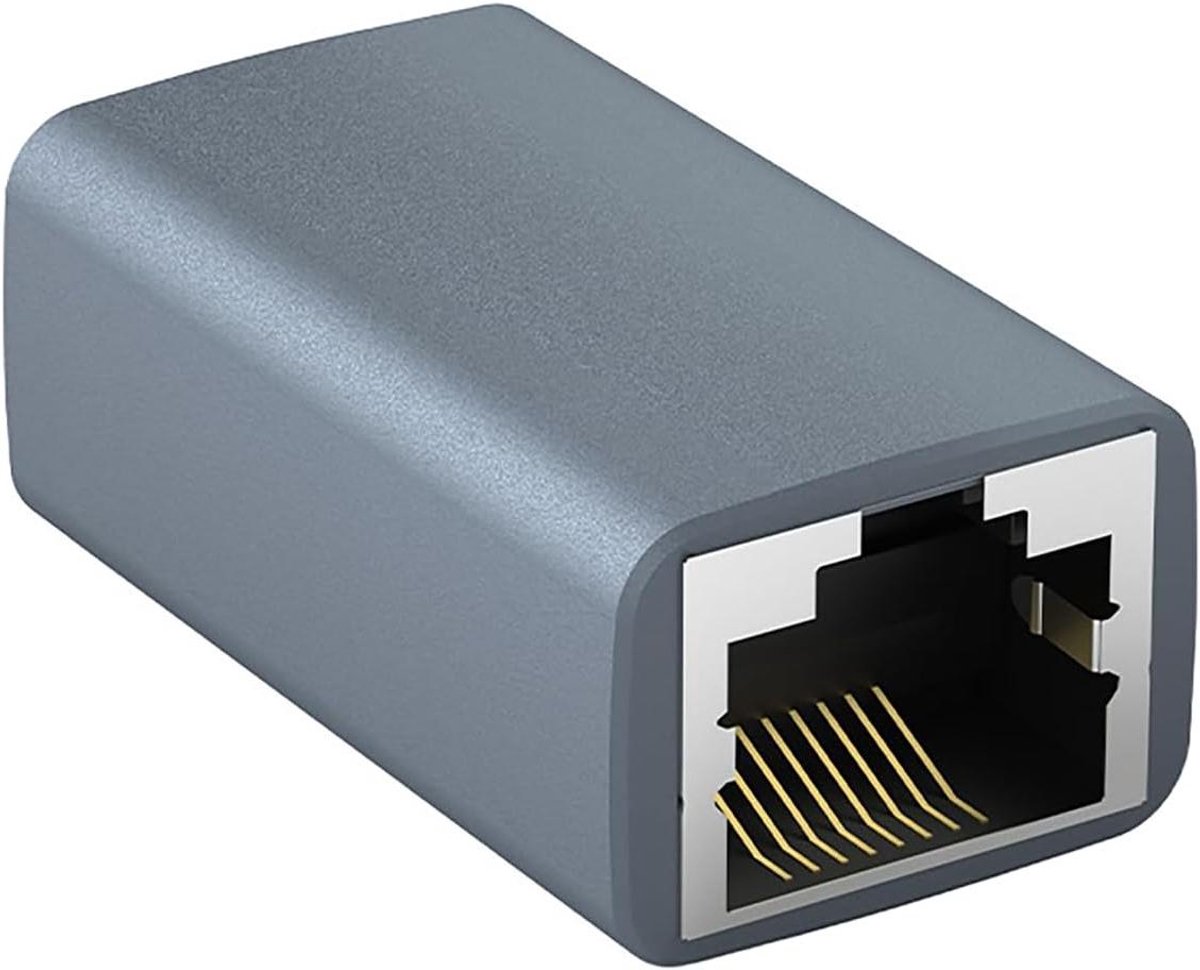 Ethernet Koppeling - RJ45 Connector - Netwerk Uitbreiden - Metalen Afscherming - 1000 Mbps - Zilver