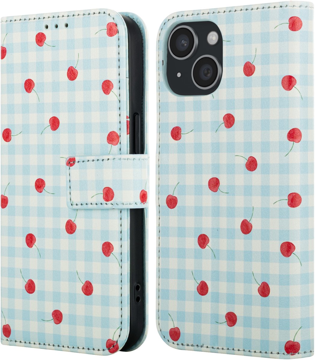 imoshion Hoesje - Geschikt voor Apple iPhone 14 - Design Bookcase smartphone - Cherry Check