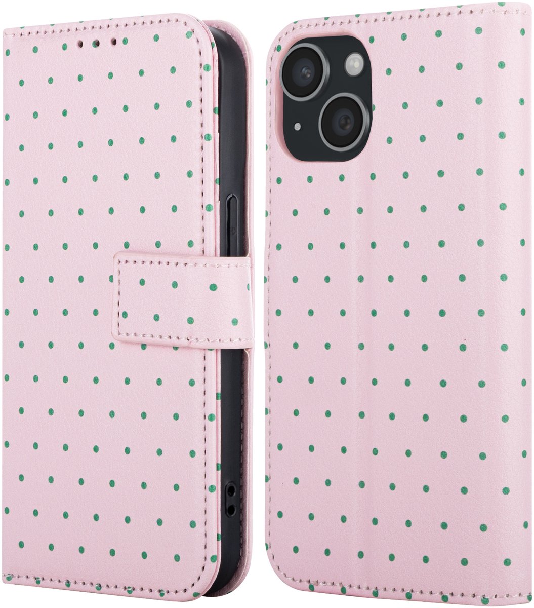 imoshion Hoesje - Geschikt voor Apple iPhone 15 - Design Bookcase smartphone - Happy Dots