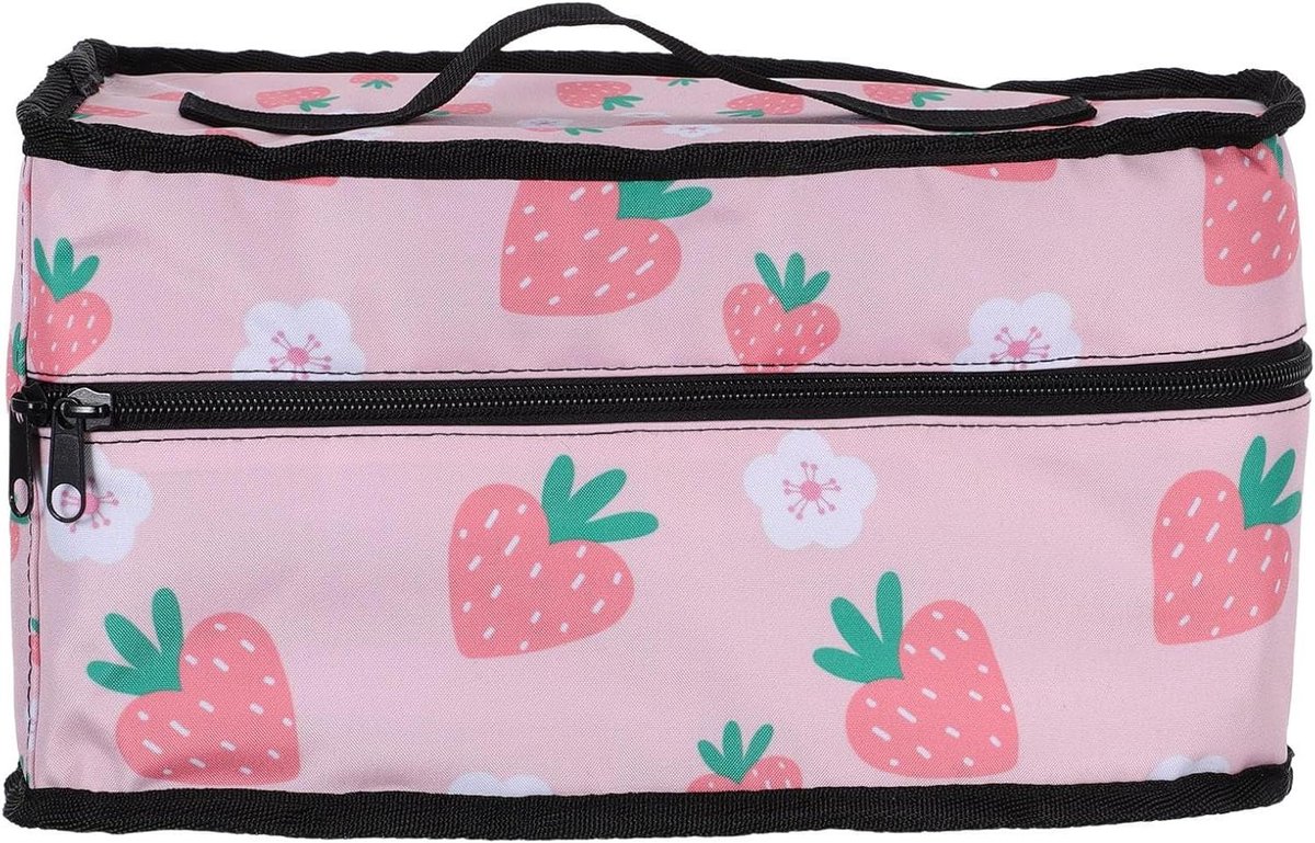 Opbergtas Strijkijzer - Stoomstrijkhoes - Reizen en Thuis - Aardbeienprint - 30 x 17 x 14 cm - Roze