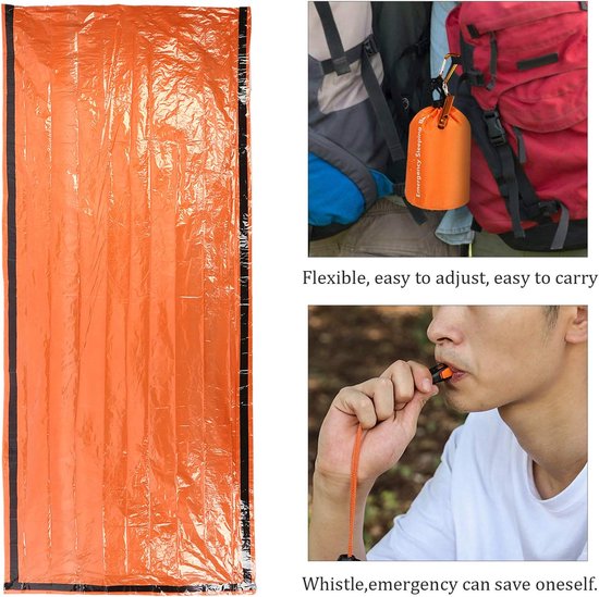 Nood Slaapzak - Survival Bivakzak - Buiten Overleven - Waterdicht Thermisch - 140g - Oranje — afbeelding 4