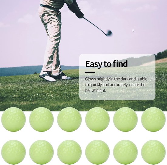 Dailygoods- Golfballen 12 Stuks - Gloeiende Golfballen - Lichtgevende Drijvende Golfbal - Golf Training - Dubbele Fluorescerende Laag - Hoogwaardige Materialen van Dailygoods — afbeelding 3