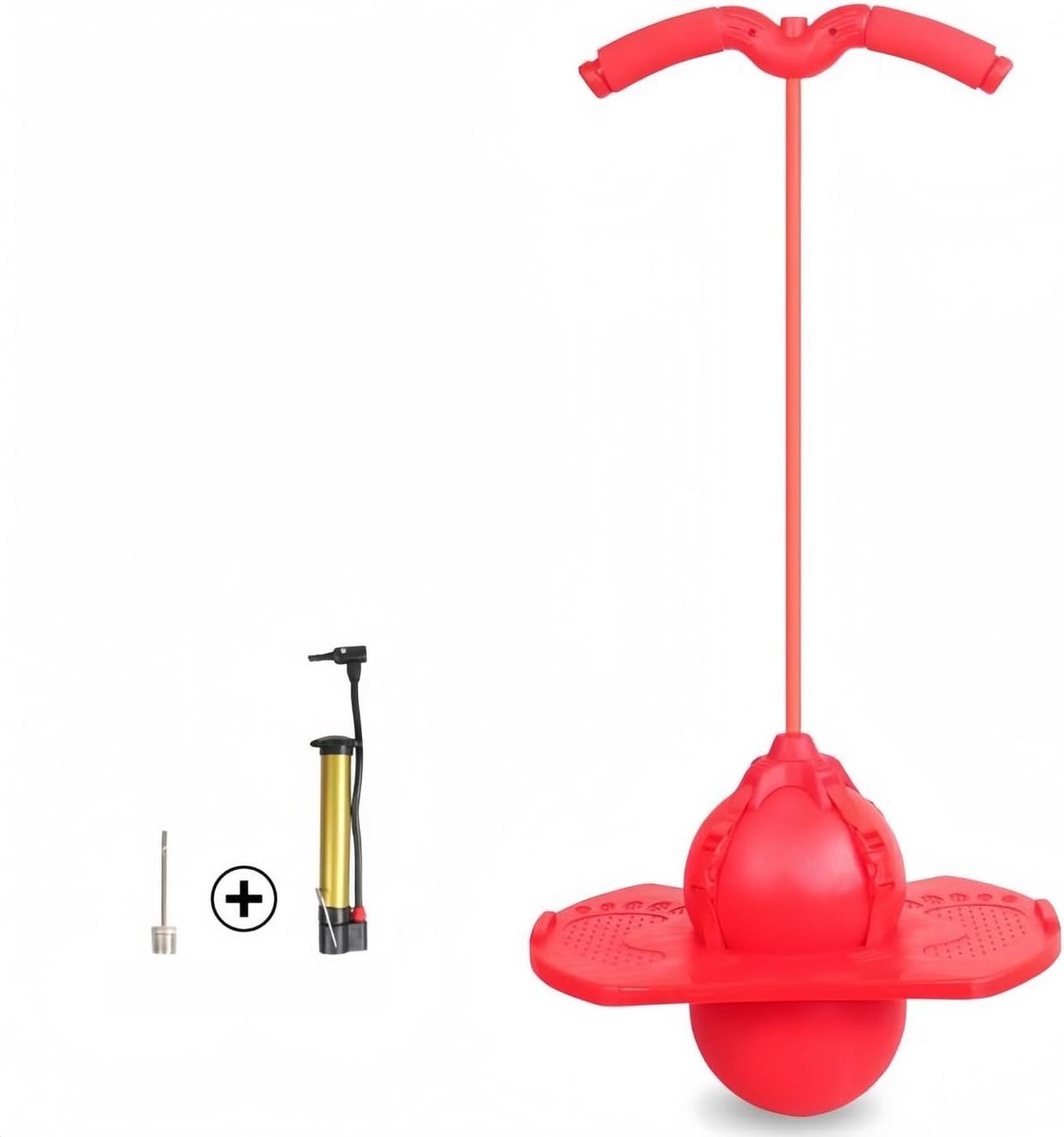 Opblaasbare Springstok - Balans Trainer - Actieve Spelletjes - Met Handvat en Pomp - Tot 80 kg - Rood