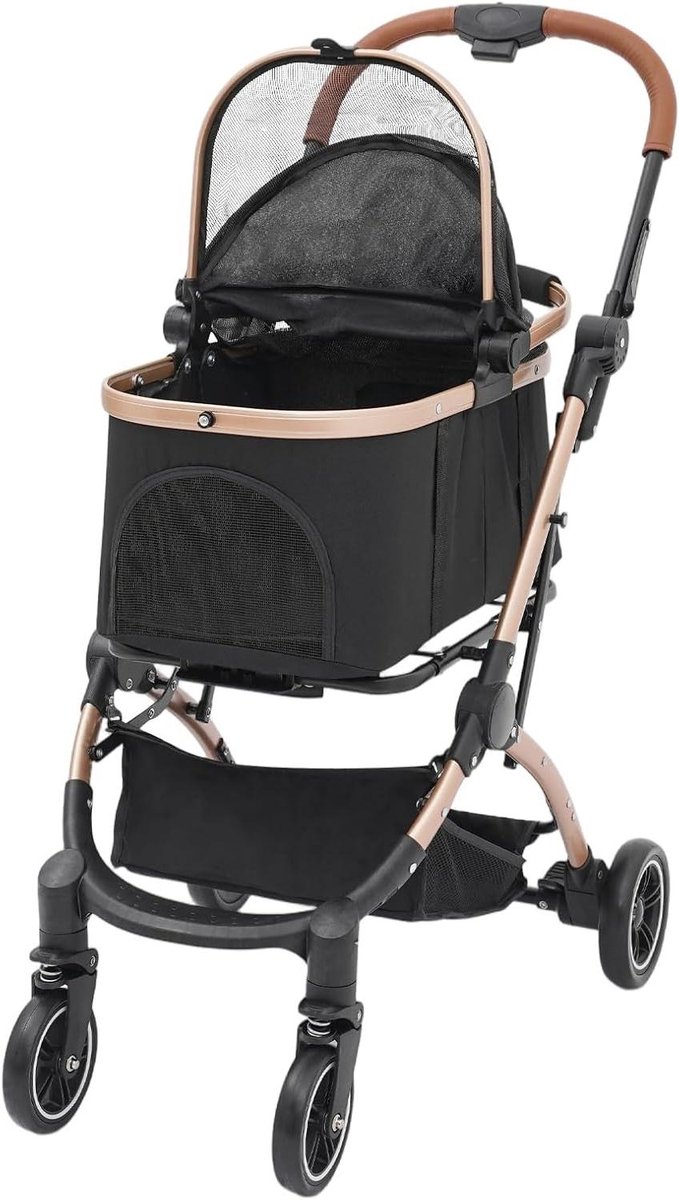 Huisdierbuggy - Hondenwagen - Dagelijkse Wandelingen - Opvouwbaar & Veilig - Tot 20 kg - Zwart Grijs