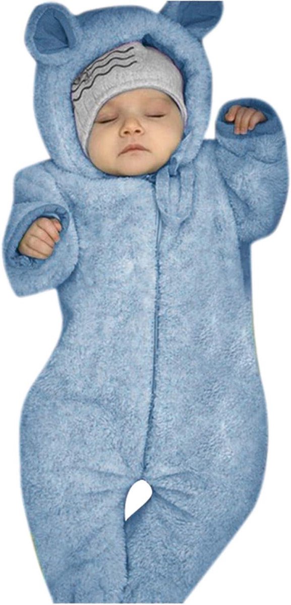 Baby Romper - Winterpakje Fleece - Warm Blijven - Met Capuchon - Lang - Effens