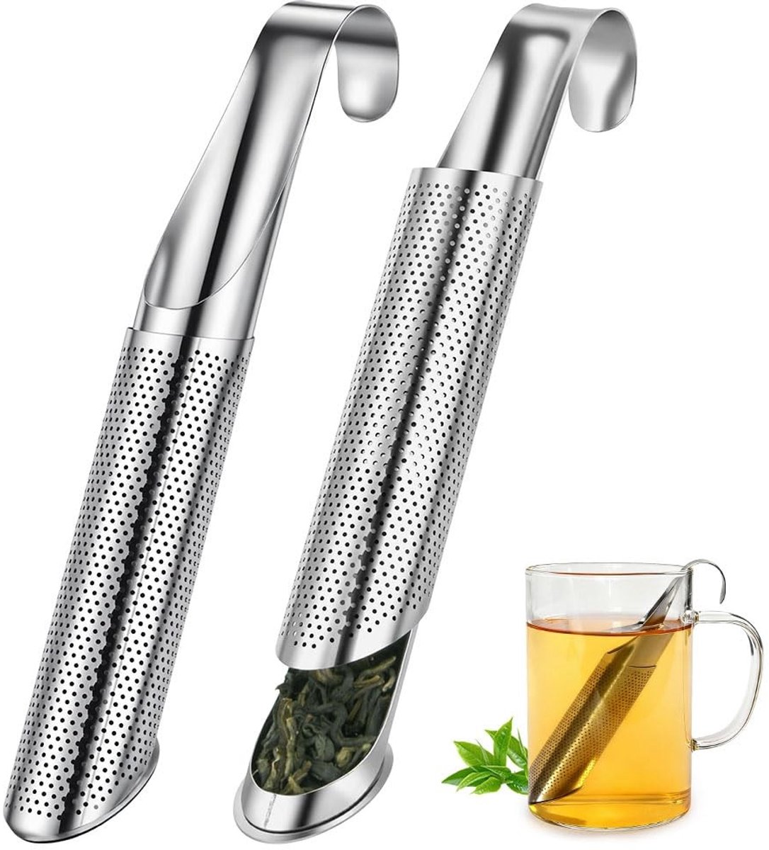Solidchoice - Dailygoody - Theezeefje Roestvrijstaal - 2 Stuks - Perfect voor Losse Thee - Vaatwasserbestendig - Kruiden en Specerijen - Ideaal voor Theeliefhebbers..