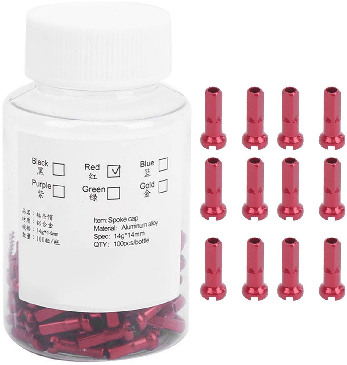Fiets Spaaknippels - Spaakkap Aluminium - Fiets Reparatie - CNC Anode Technologie - 100 Stuks - Rood