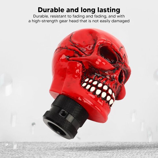 Versnellingspook Schedel - Pookknop Doodskop - Auto Personaliseren - Punk Skelet Design - Universeel Handmatig - Rood — afbeelding 2