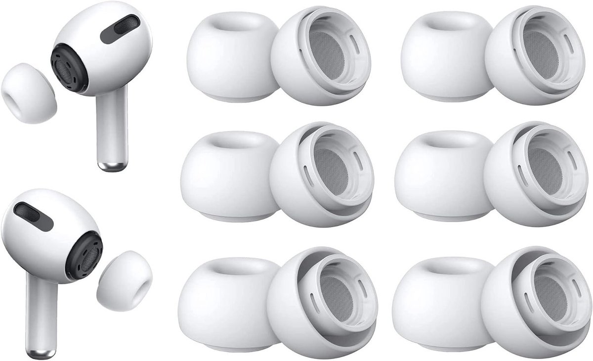 Vervangende Siliconen Oordopjes voor Draadloze Oordopjes - 6 Paar (S/M/L, Wit) voor Comfort en Geluidskwaliteit