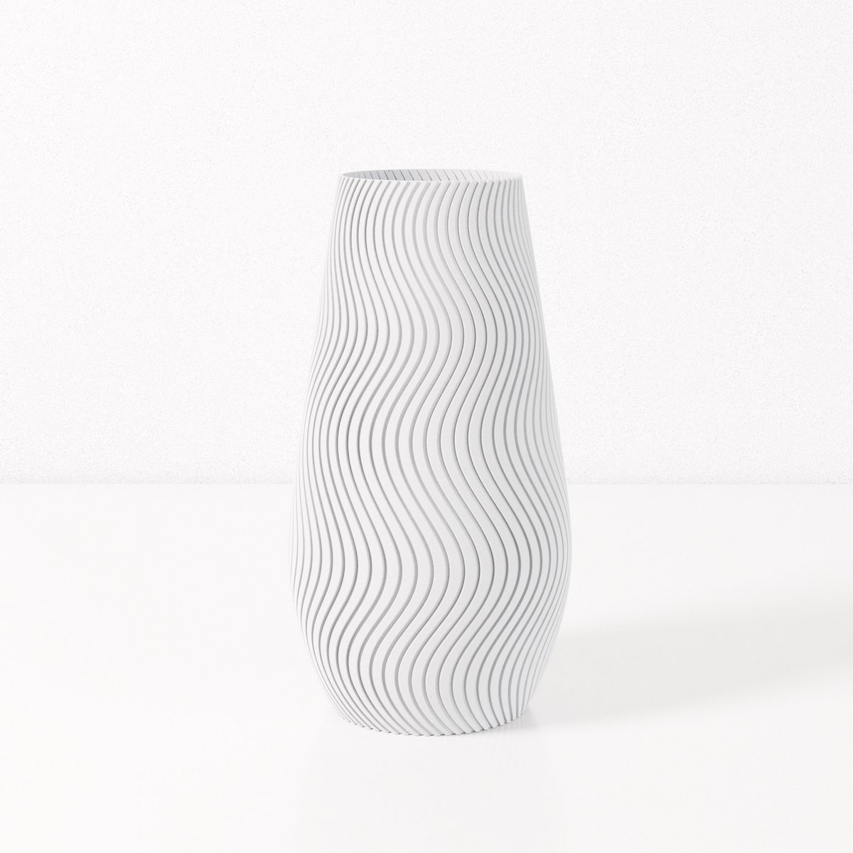Fleuriek vaas SOFIA - Wit H40 cm - Smalle designvaas voor tafel of dressoir - Golvend patroon