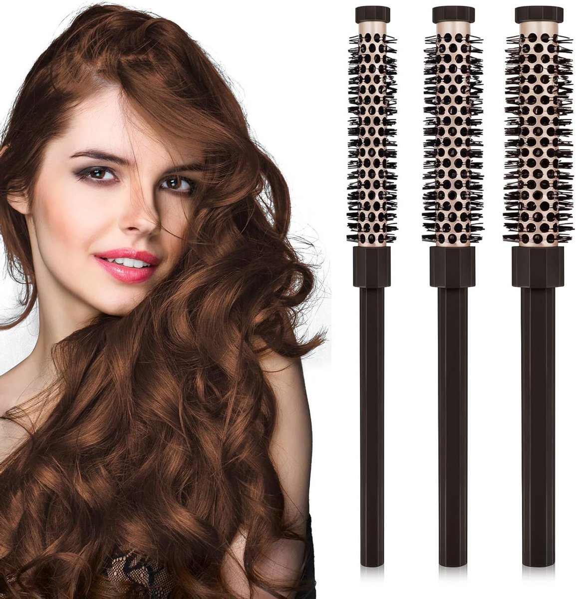 Set van 3 honingraat rollers en mini ronde borstel voor föhnen, haaraccessoires voor diverse kapsels voor mannen en vrouwen