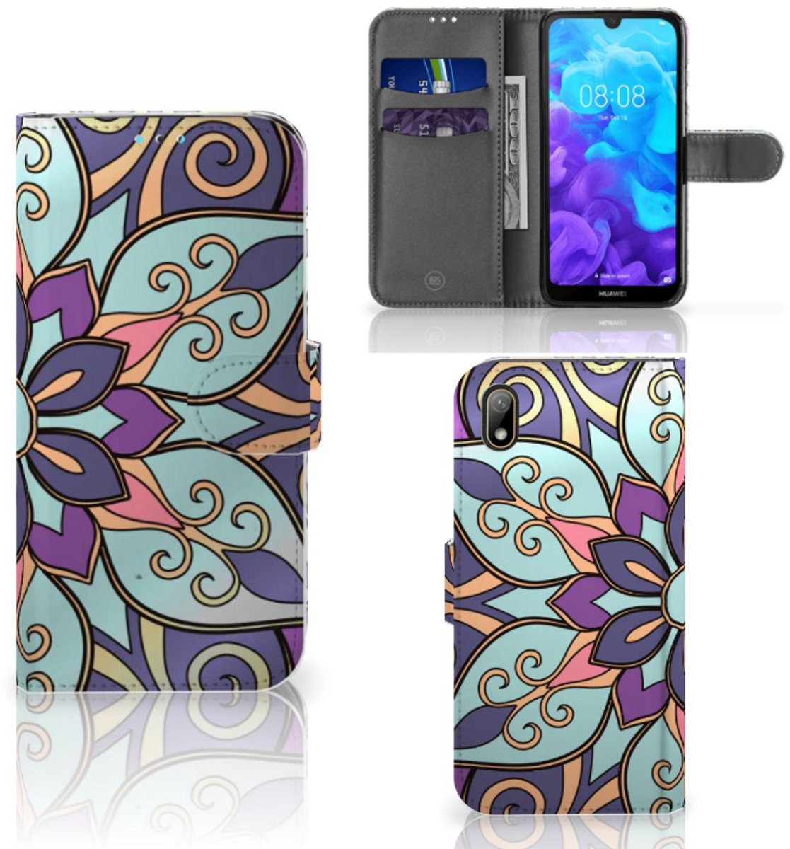 Huawei Y5 (2019) Hoesje Purple Flower