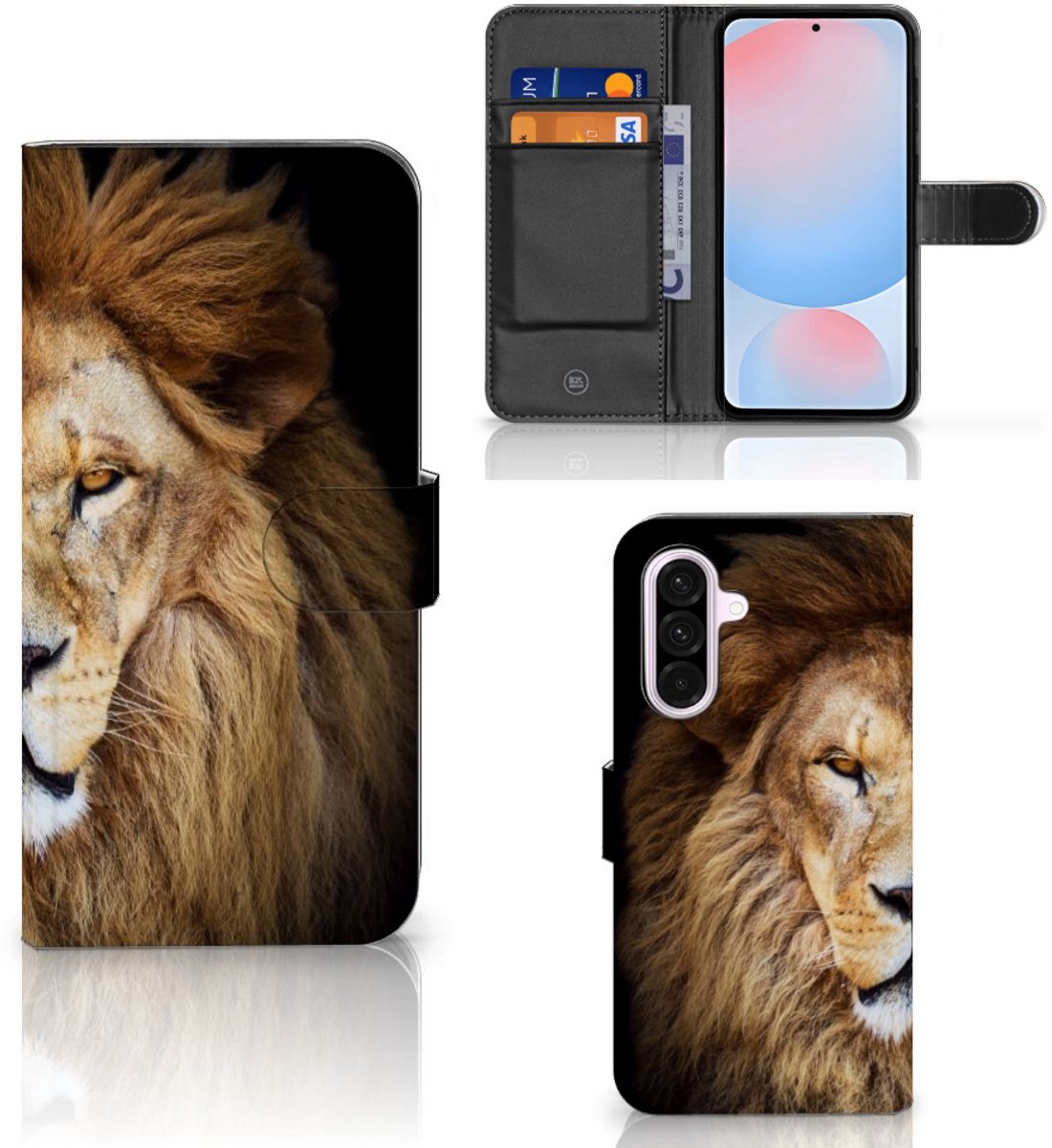 Samsung Galaxy A56 Telefoonhoesje met Pasjes Leeuw