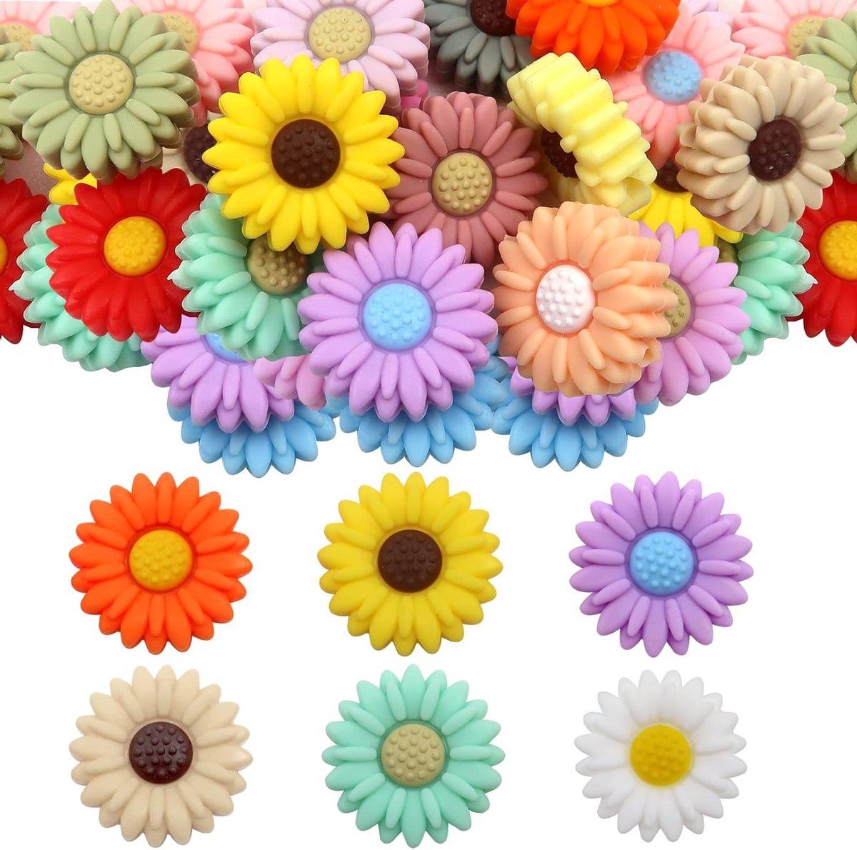 20 Stuks Silicone Kralen in Bloemvorm 30mm Kleurige Spacers voor Armbanden, Kettingen en Sieraden Maken