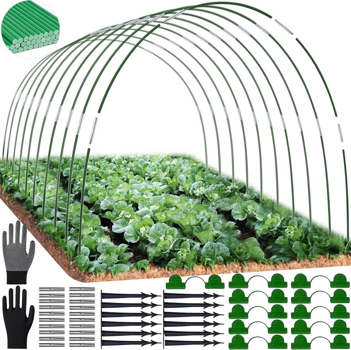 Tunnelbogen voor verhoogde tuinbedden, 50 stuks, ideaal voor plantenbescherming, kas en groeioptimalisatie