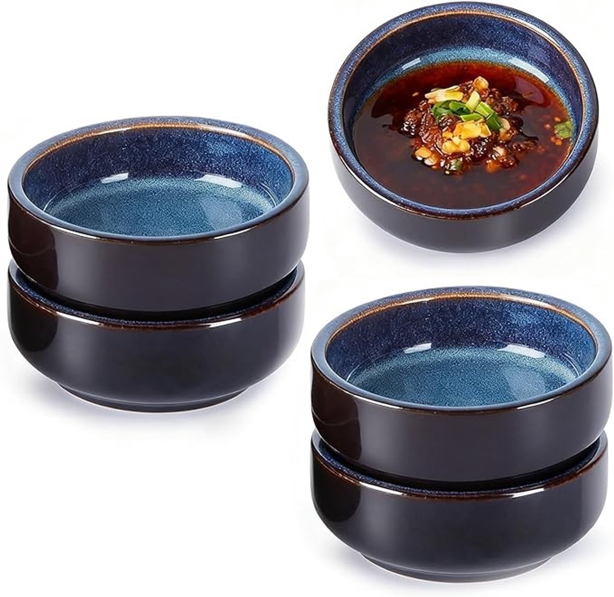 Set van 4 keramische dipschaaltjes voor sauzen en snacks