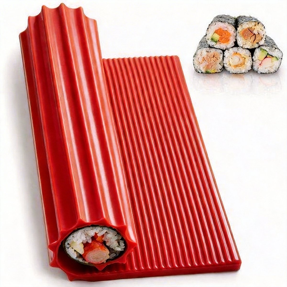 BOTC Premium siliconen Sushi-maakset - rolmat voor beginners en kinderen - 22 x 20 cm - Rood