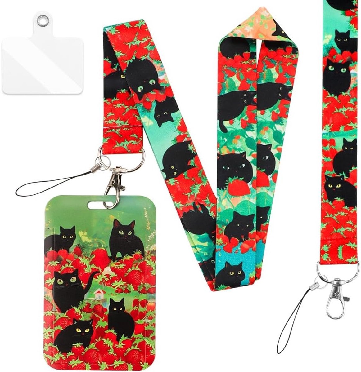 Unieke katten lanyard met ID-houder, ideaal voor studenten, leraren en zorgprofessionals in het dagelijks leven en op kantoor (Rood)