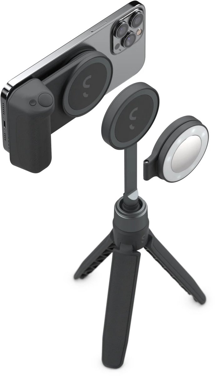 Shiftcam SnapGrip Creator Kit Pro – Veilige magnetische verbinding – Ingebouwde draadloze powerbank – Werkt met alle telefoons - Zwart