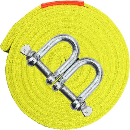 Sleepkabel Auto - Nylon Trekriem - Voertuig Herstel - Versterkte Lussen - 5 Ton Capaciteit - Geel