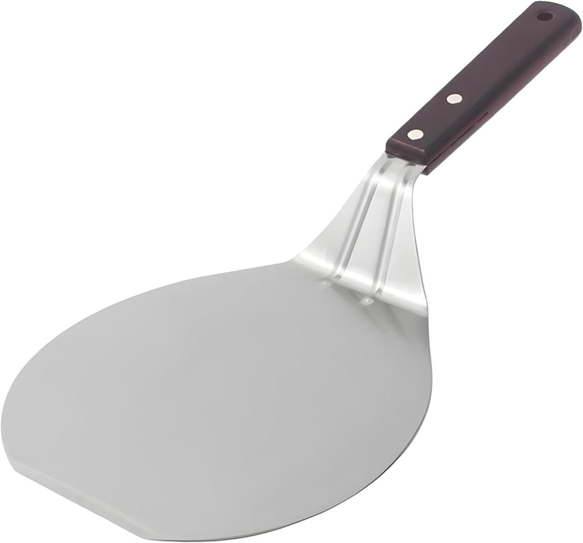 Metalen pizzaschil - pizzapeddel met lange steel, plat roestvrijstalen bakgereedschap, pizzaschep voor zelfgemaakt brood, pizzadeegoverdracht, ovenbakken, pizza-serveren of in hete oppervlakken