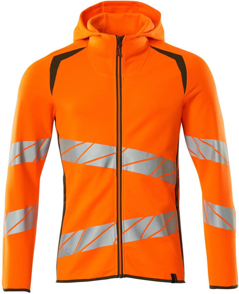 Mascot Accelerate Safe Capuchontrui met rits 19284-781 - hi-vis oranje/mosgroen - XS