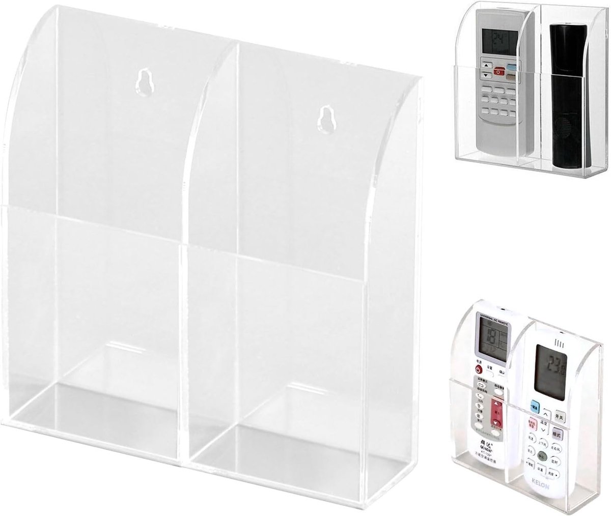 Dailygoods- Make-up Organizer Transparant - Opbergdoos met 2 Vakjes - Wandbeugel - Ruimtebesparend - Duurzaam Acryl - Praktische Organisatie